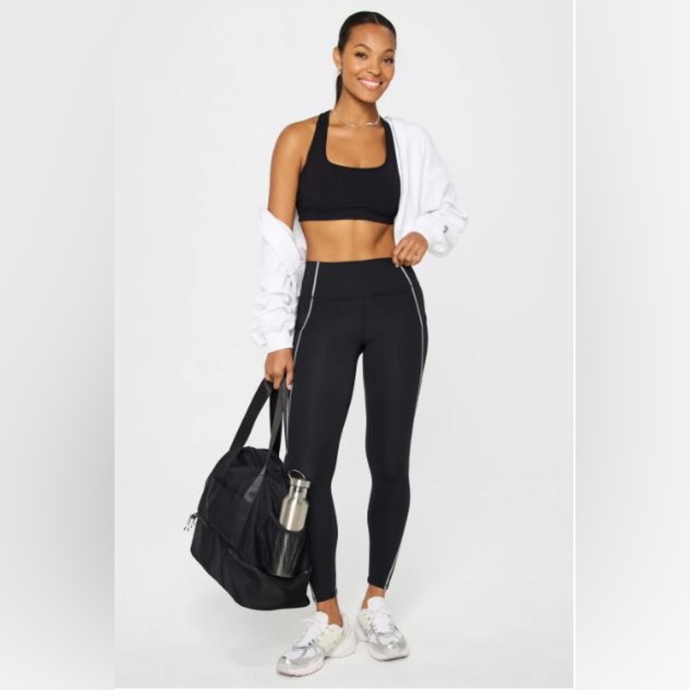 NWT- Fabletics PureLuxe HW Pocket Full length Legging -BLACK/CLASSIC WHITE (27”)